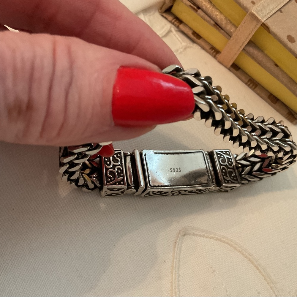NEW WITHOUT TAGS 925 STERLING SILVER RUGGED Fleur De Lis Motif WOVEN BRACELETS - Picture 3 of 15